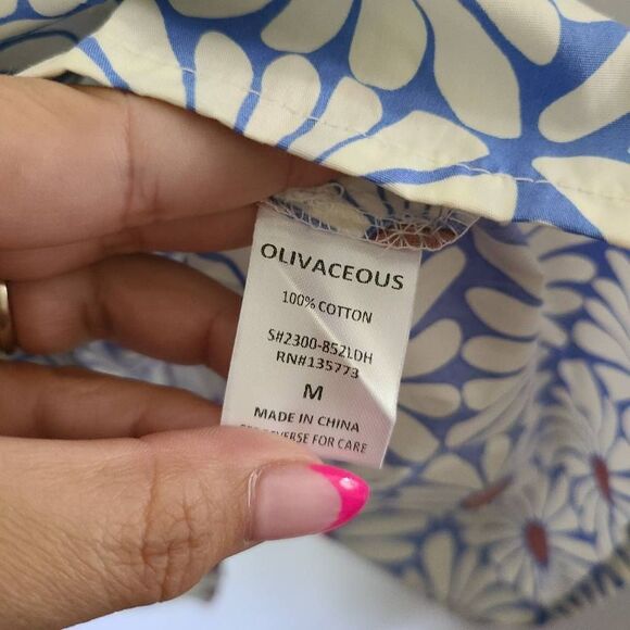 Olivaceous Daisy Pattern 100% Cotton Drop Waist Belted Mini Dress Tunic sz M NWT - Picture 4 of 5